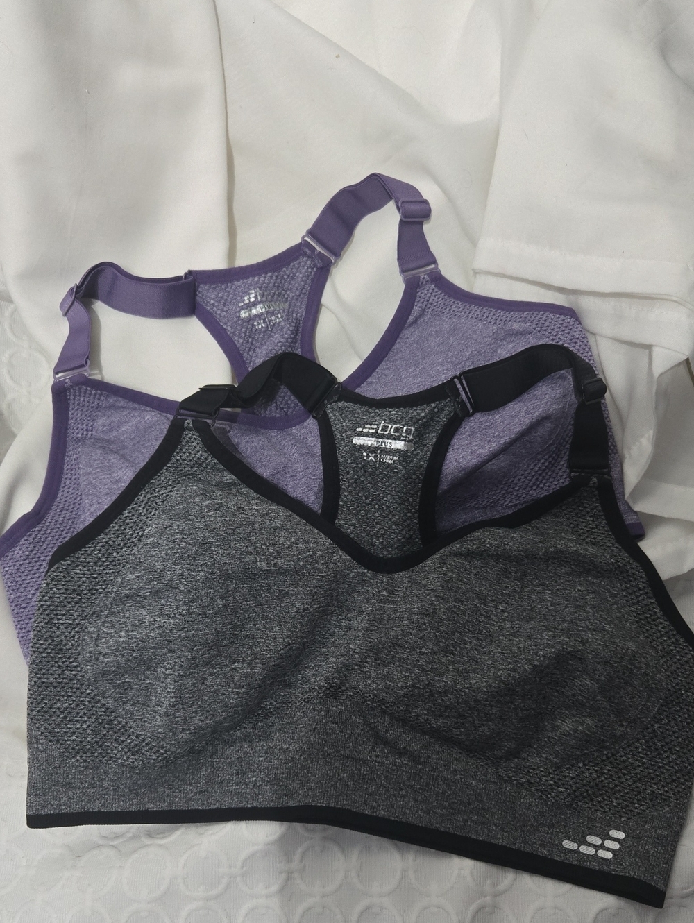 bcg Purple and Gray Seamless Racerback Sports Bras - 2 Pack